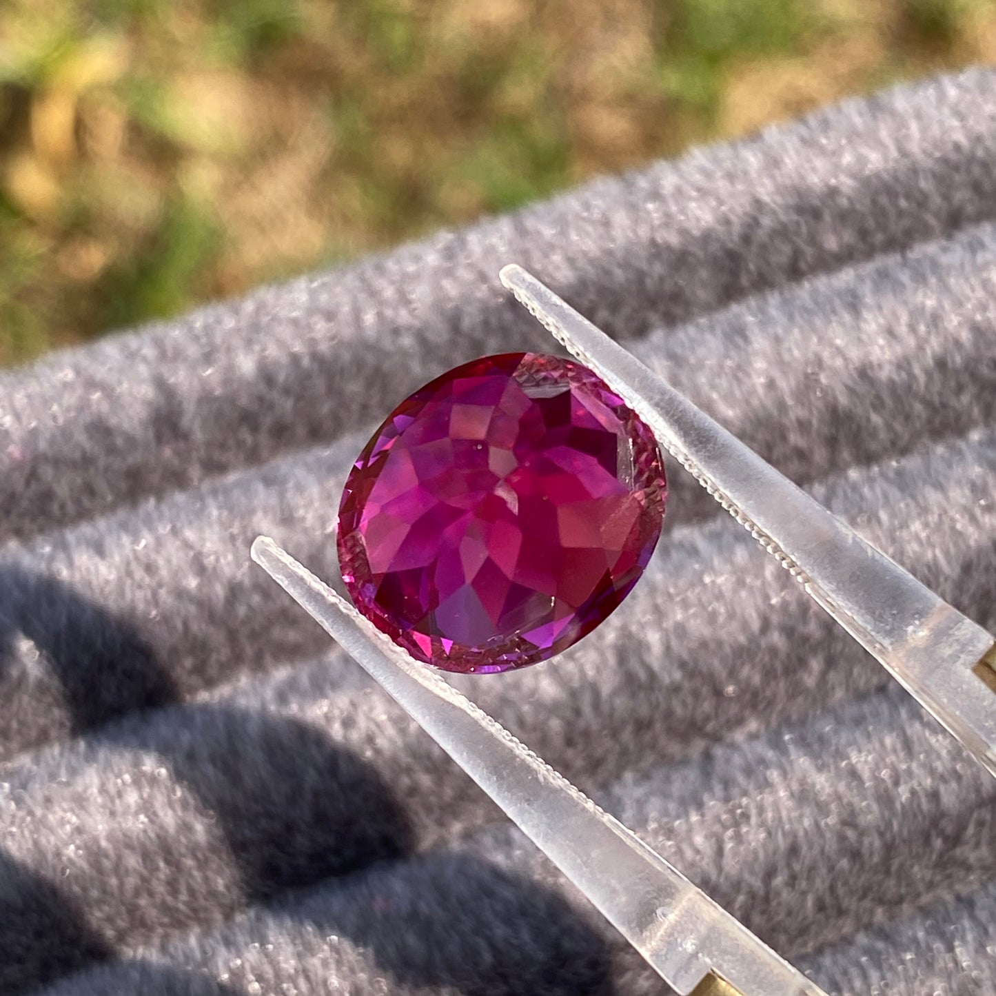 Lab Grown Rose Red Sapphire, Oval Shape Gemstone Loose