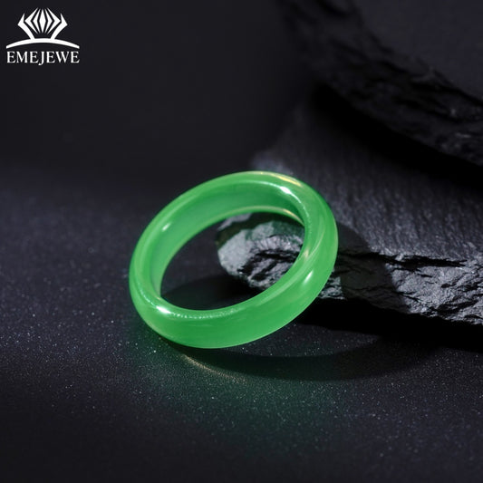 Trendy Full Green Synthetic Tsavorite Finger Ring Exquisite Polished Surface Third Party Certified Couple Matching Rings
