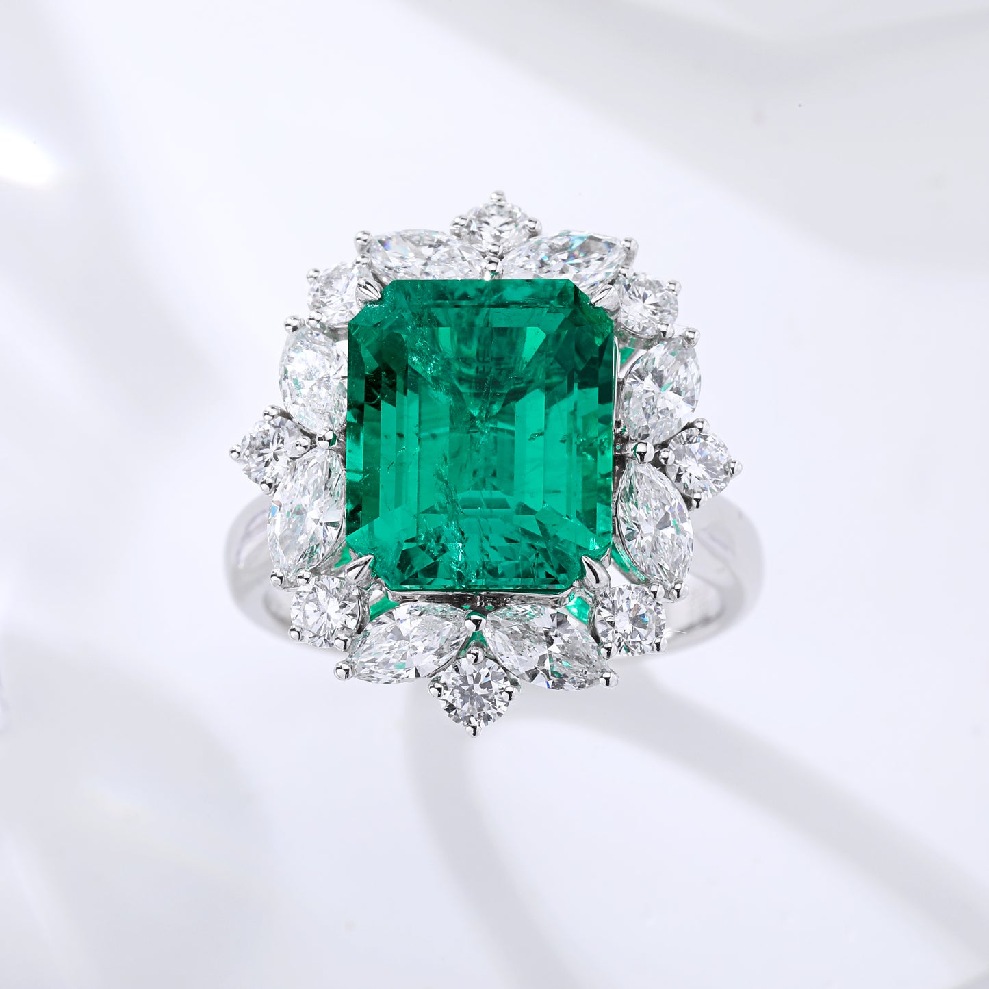 6ct Lab Grown Emerald Cluster Two Way Use Ring and Pendant