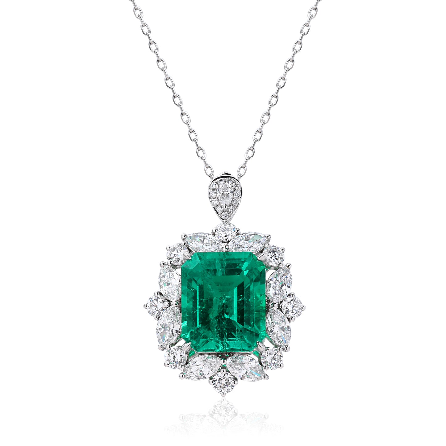 6ct Lab Grown Emerald Cluster Two Way Use Ring and Pendant