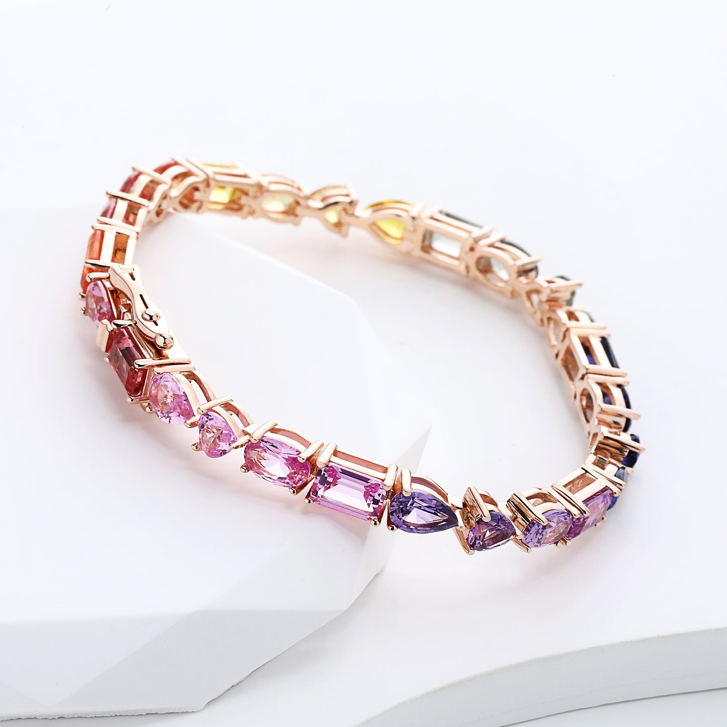 Lab Created Blue Sapphire Bracelet in 10K Gold, 14K Gold, 18K Gold
