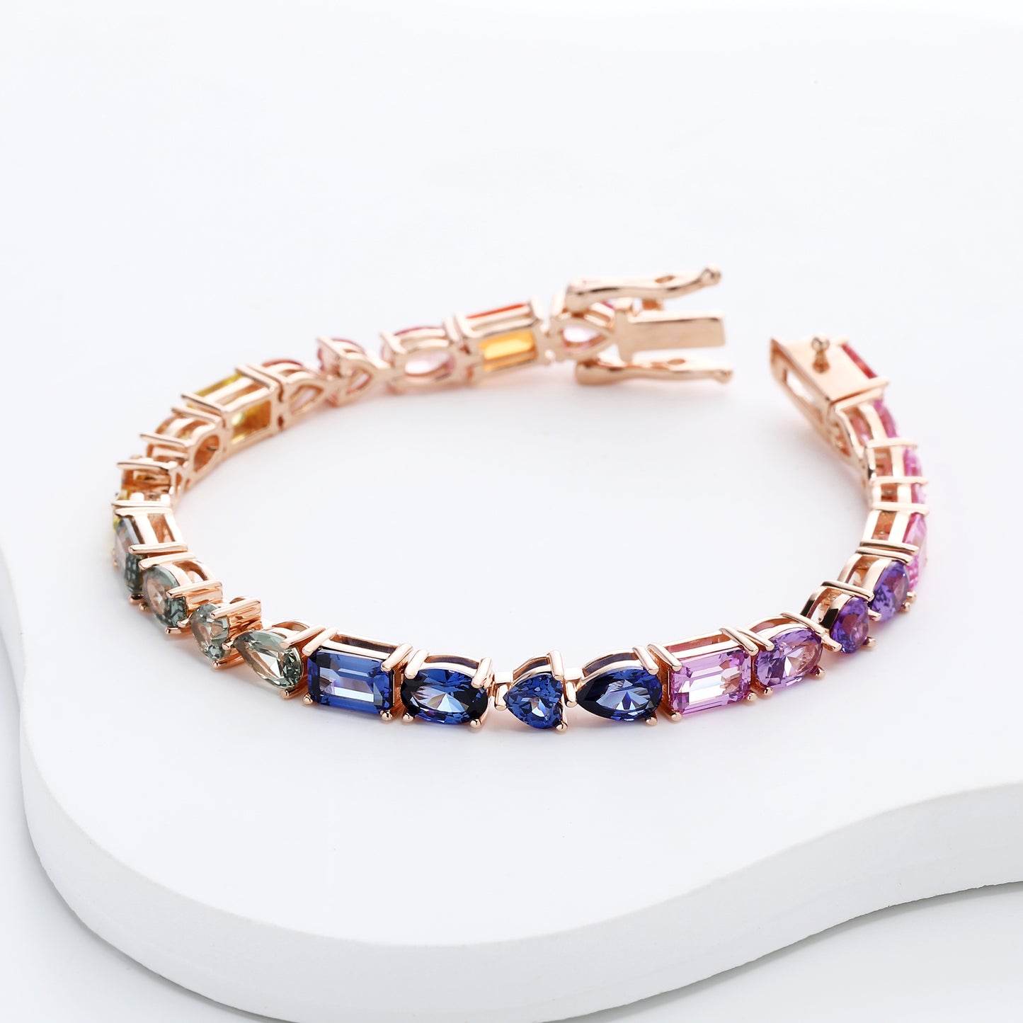 Lab Created Blue Sapphire Bracelet in 10K Gold, 14K Gold, 18K Gold