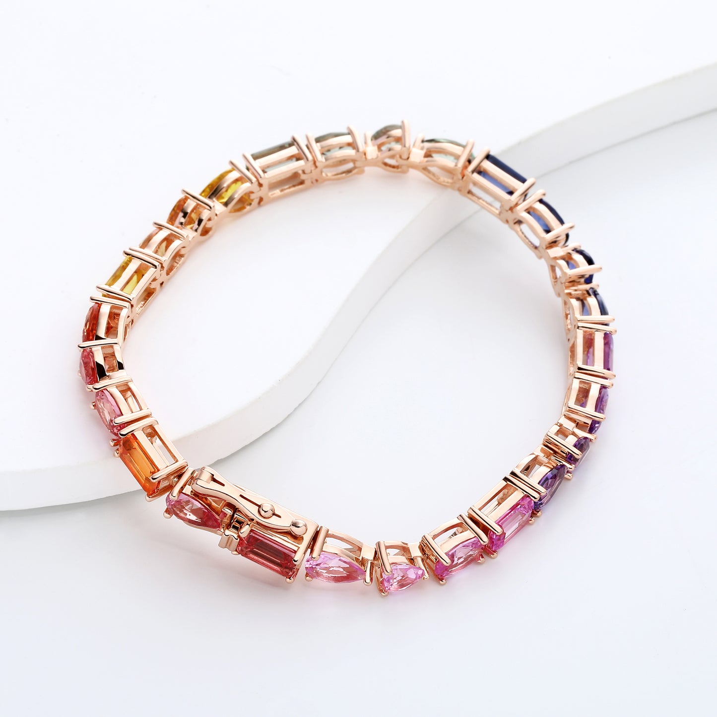 Lab Created Blue Sapphire Bracelet in 10K Gold, 14K Gold, 18K Gold