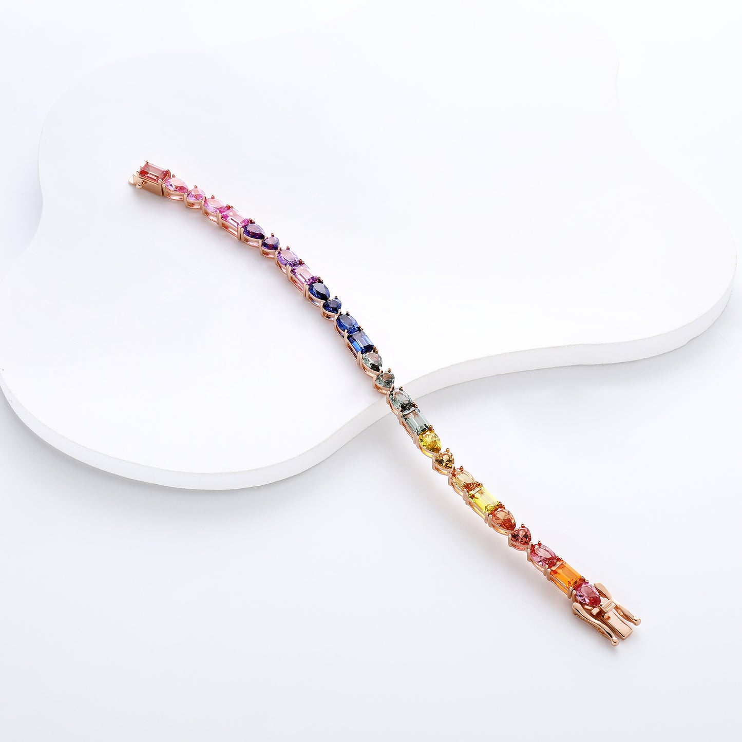 Lab Created Blue Sapphire Bracelet in 10K Gold, 14K Gold, 18K Gold