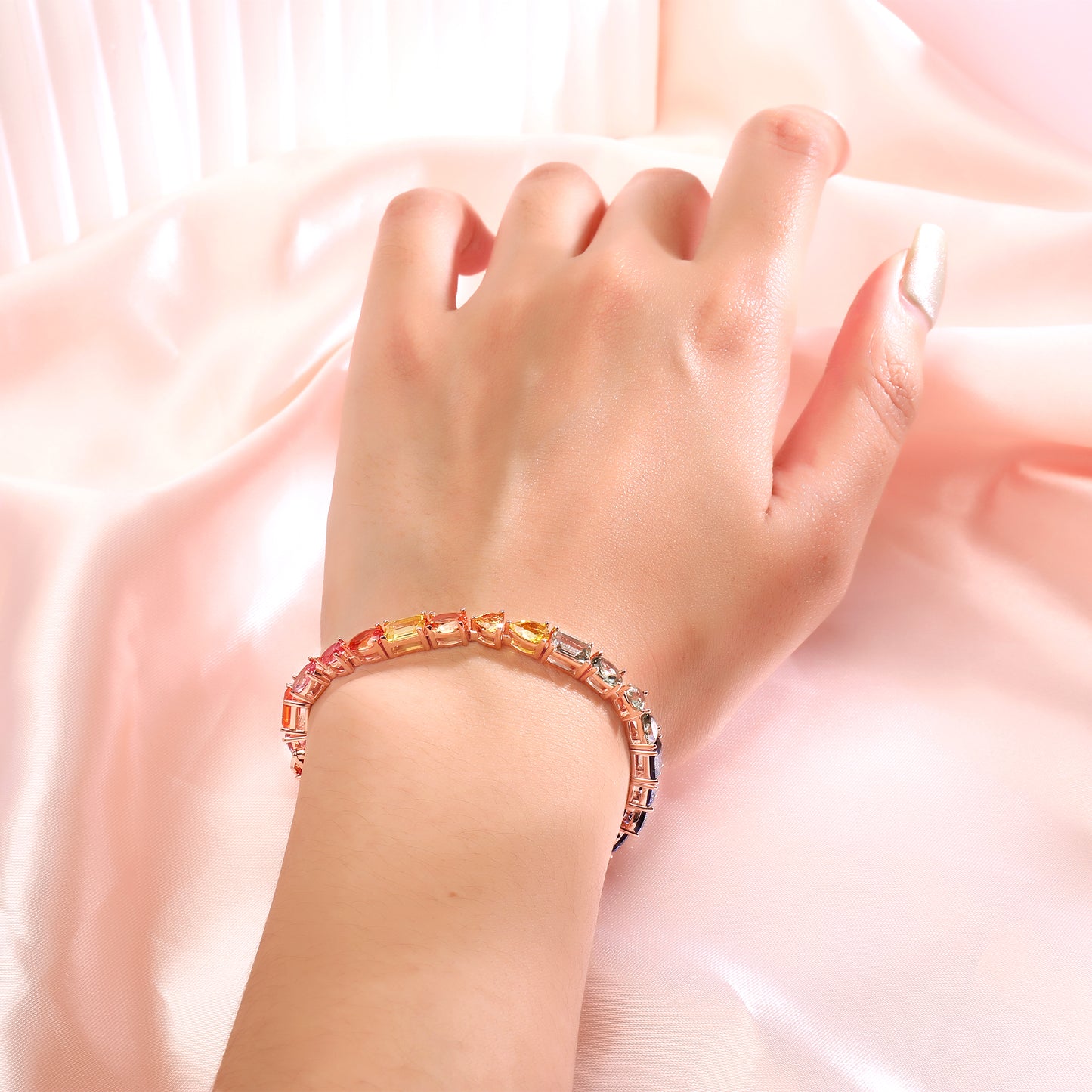 Lab Created Blue Sapphire Bracelet in 10K Gold, 14K Gold, 18K Gold