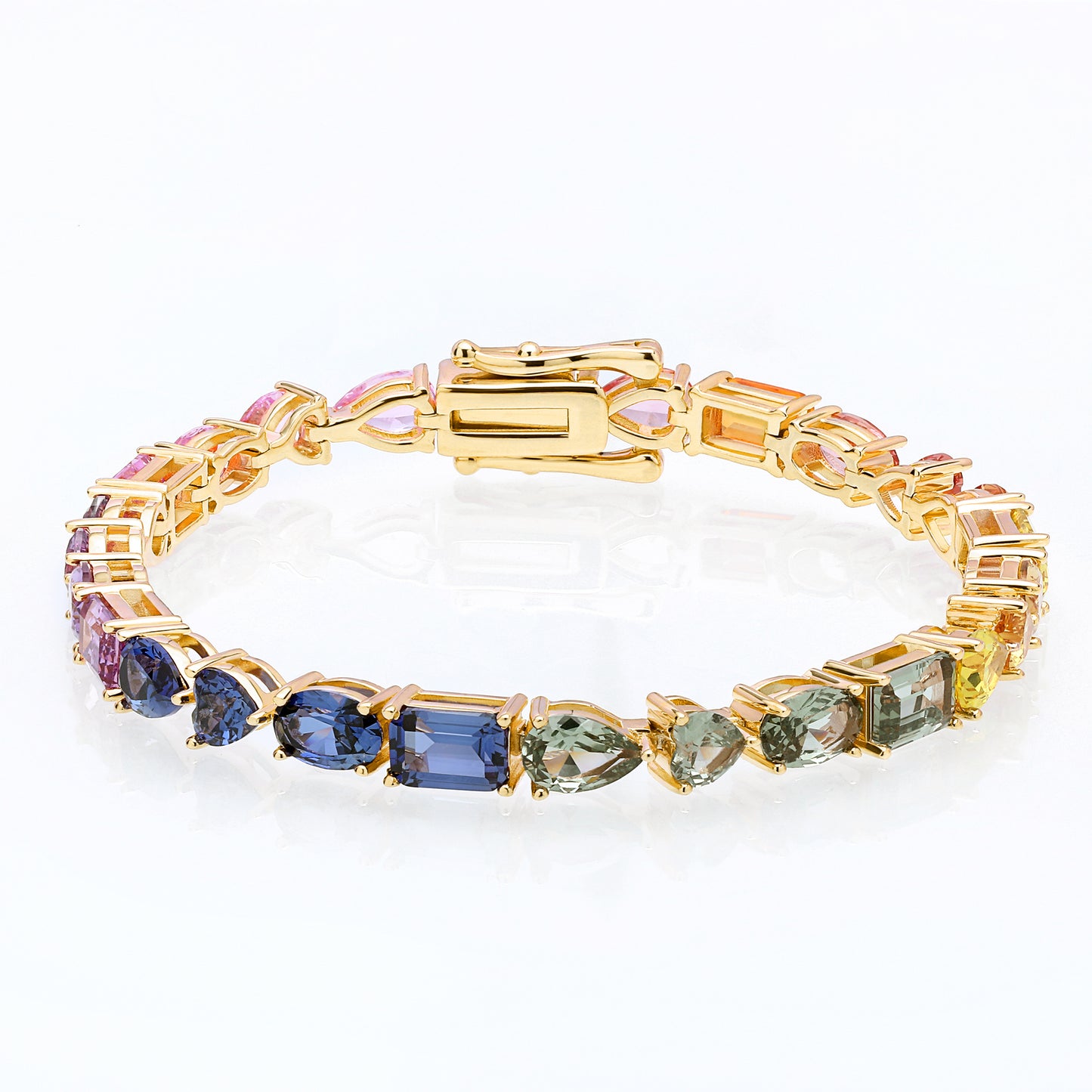 Lab Created Blue Sapphire Bracelet in 10K Gold, 14K Gold, 18K Gold
