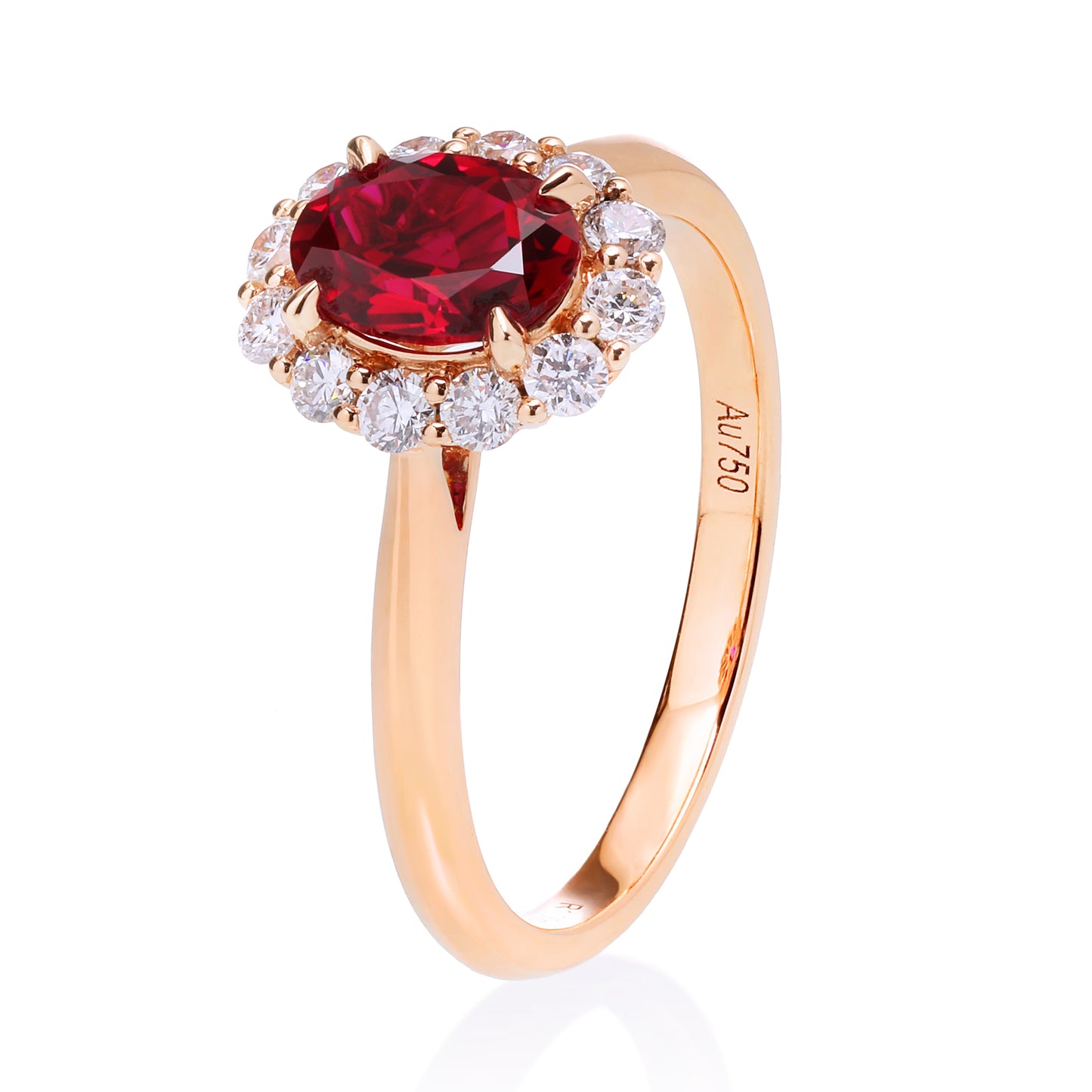 2.30CT Oval Lab Grown Ruby/Diamond Halo Women's Engagement Gift 14k Rose Gold