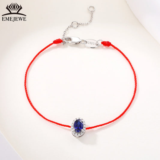 925 sterling silver Oval 4 * 6mm ruby&royal sapphire bracelet Third Party Certified