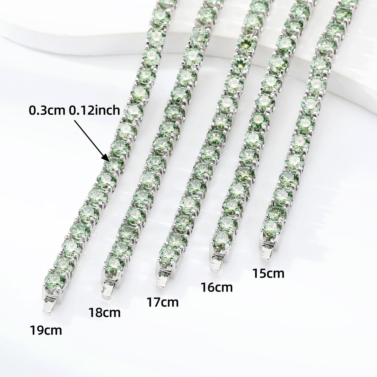 Sterling Silver Marquise Cut Green Moissanite Tennis Bracelet for Women Platinum Plated Classic Style Third Party