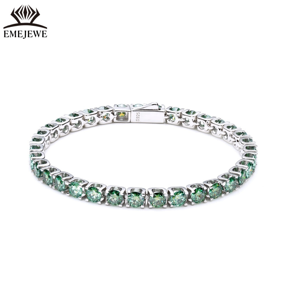 Sterling Silver Marquise Cut Green Moissanite Tennis Bracelet for Women Platinum Plated Classic Style Third Party