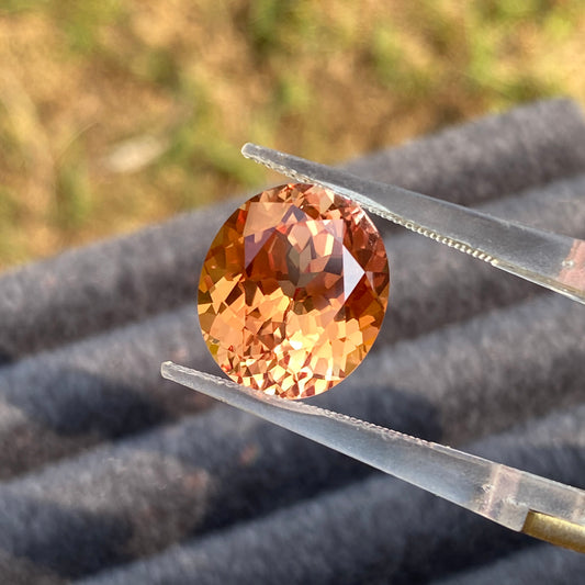 Lab Grown Orange Sapphire, Oval Shape Gemstone Loose