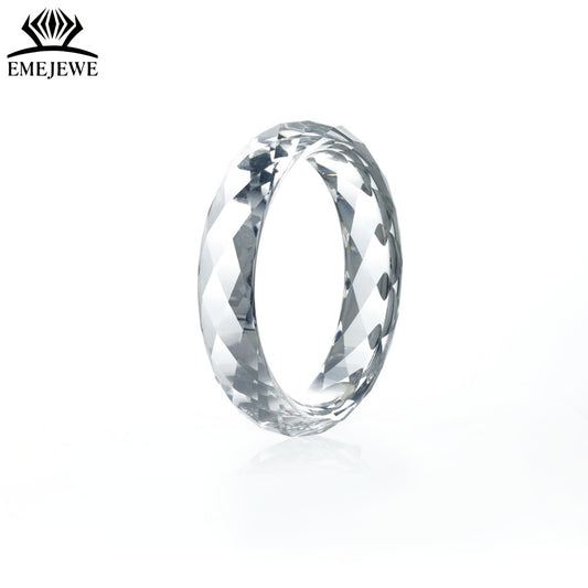 Lab-Created White Sapphire April Birthstone Ring Trendy Design Exquisitely Carved Mohs Hardness 9 Multiple Sizes