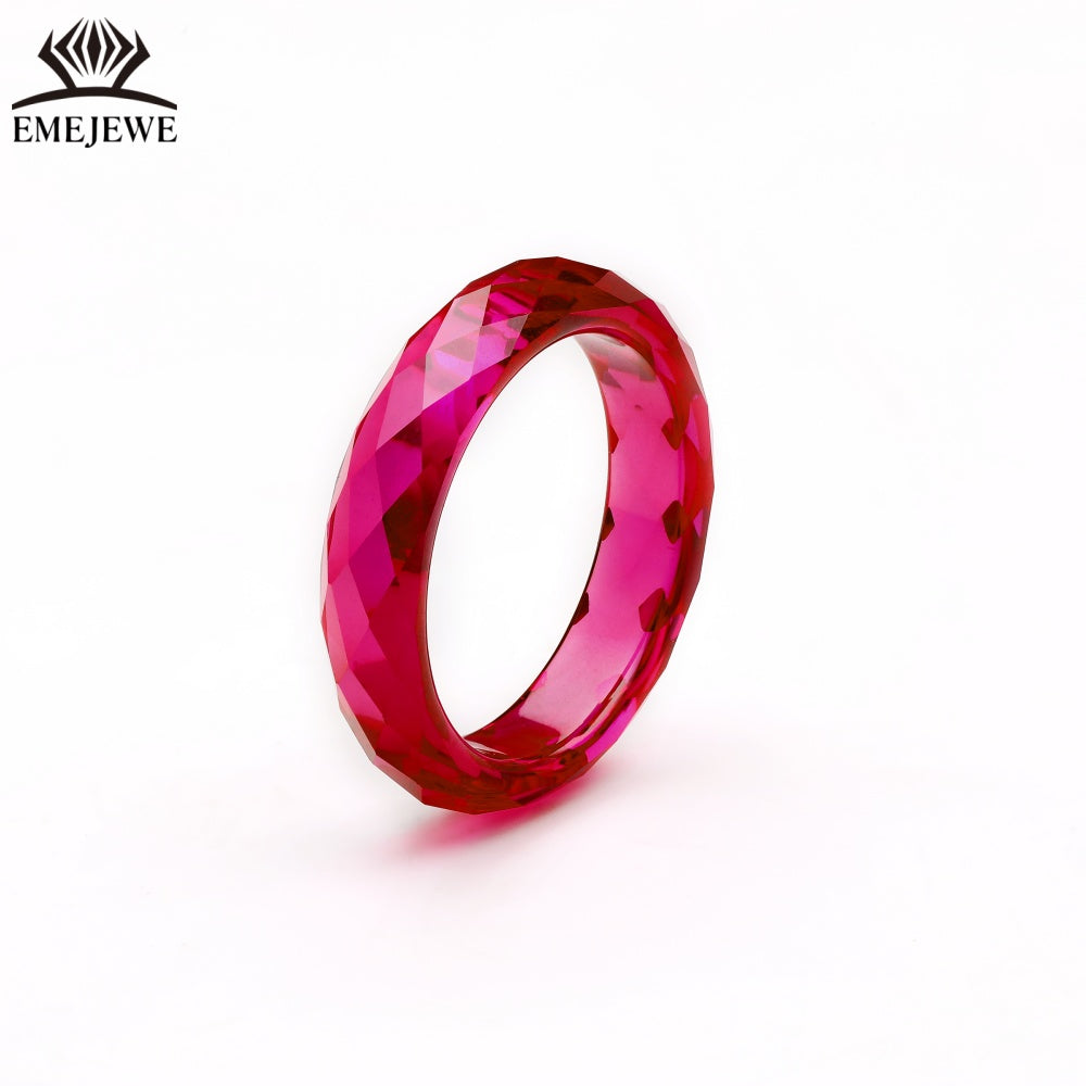 Corundum Ring Blue Red Mohs 9 Hardness Round Brilliant Cut Third Party Certified Lab Created Corundum Ring