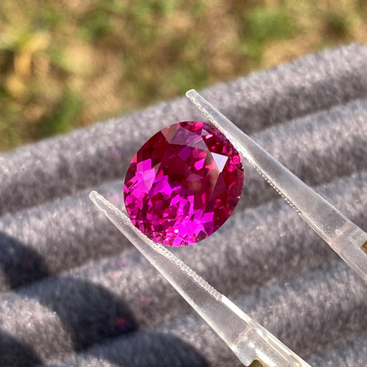 Lab Grown Rose Red Sapphire, Oval Shape Gemstone Loose