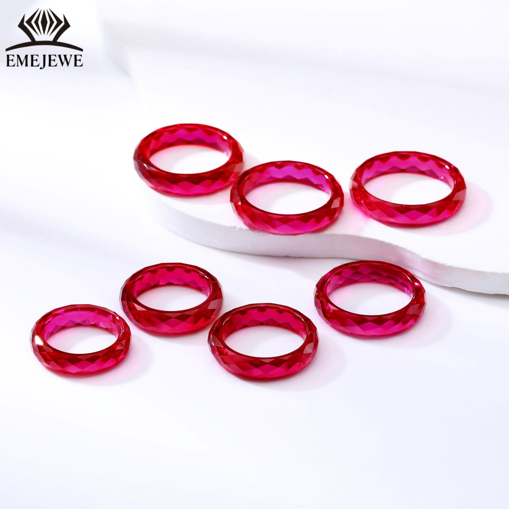 Corundum Ring Blue Red Mohs 9 Hardness Round Brilliant Cut Third Party Certified Lab Created Corundum Ring