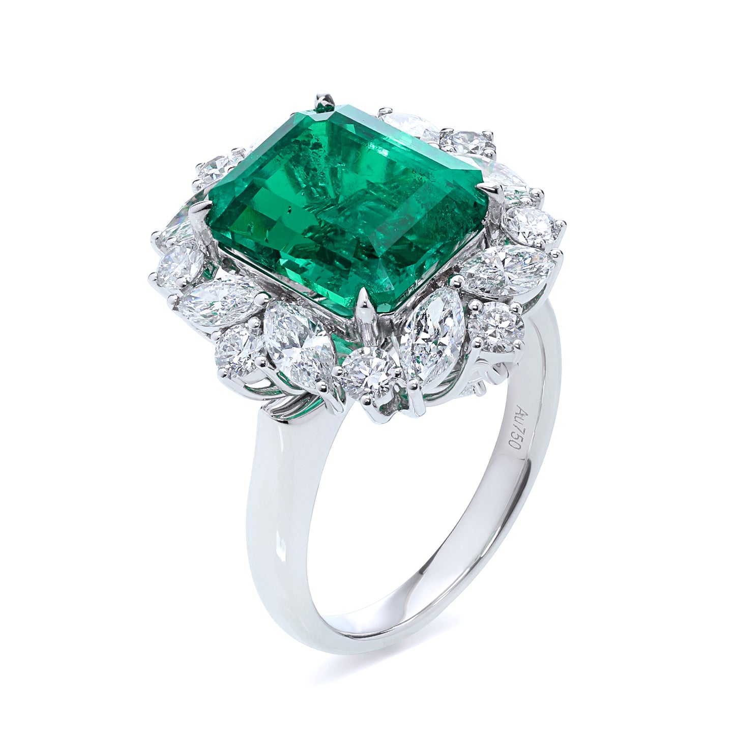 6ct Lab Grown Emerald Cluster Two Way Use Ring and Pendant