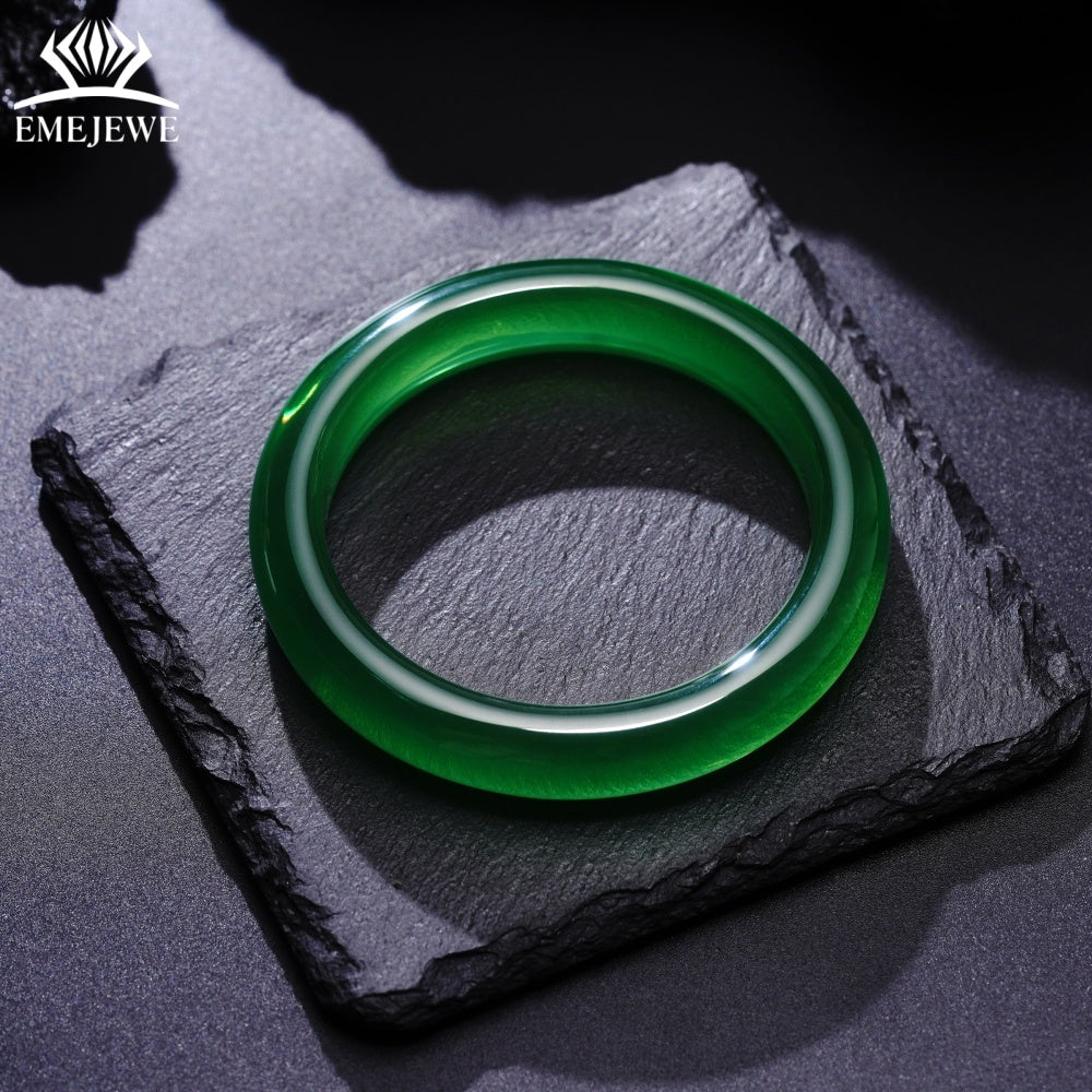 High Quality Natural Green YAG Unisex Trendy Polished Round Bangle Bracelet for Gift