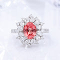 2.5carats Lab grown Sapphire padparadscha lab diamond floral cluster engagement ring gold
