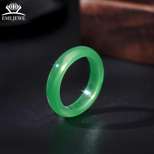 Trendy Full Green Synthetic Tsavorite Finger Ring Exquisite Polished Surface Third Party Certified Couple Matching Rings