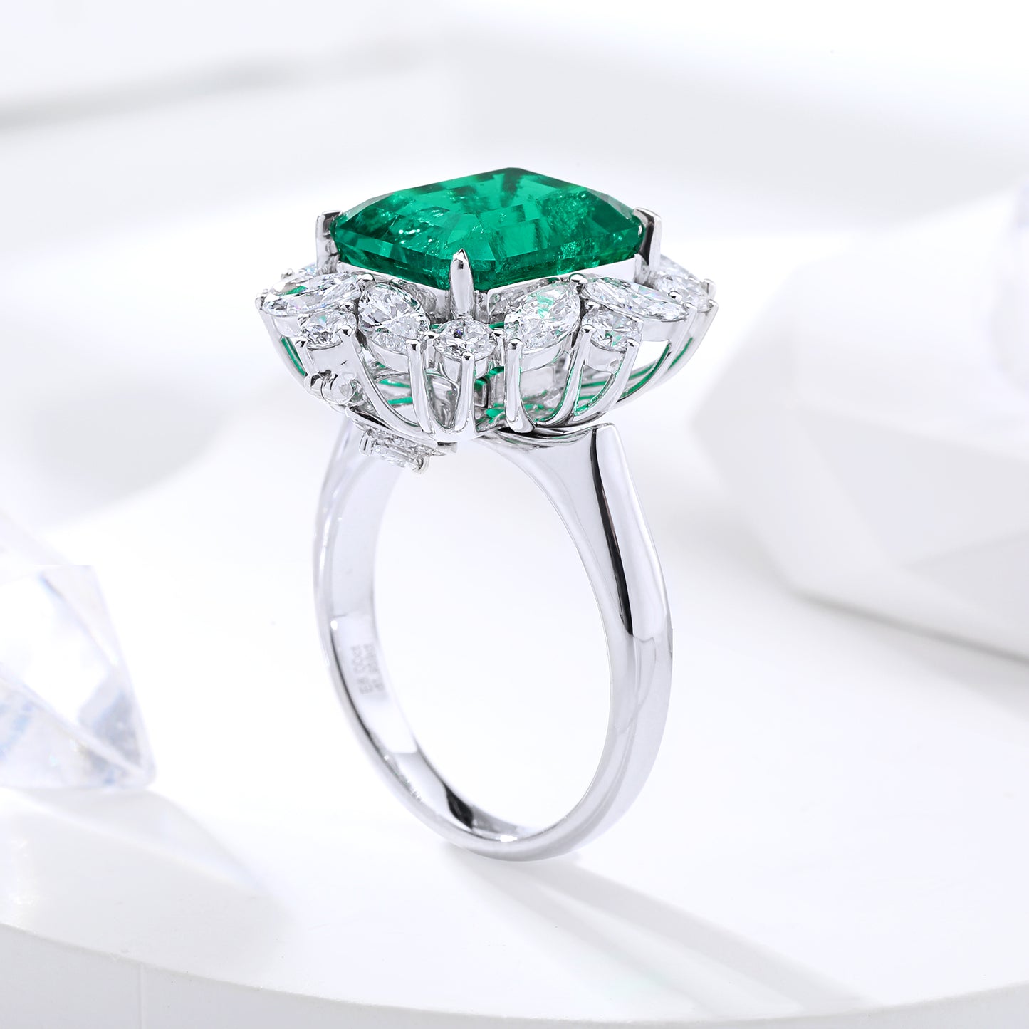 6ct Lab Grown Emerald Cluster Two Way Use Ring and Pendant