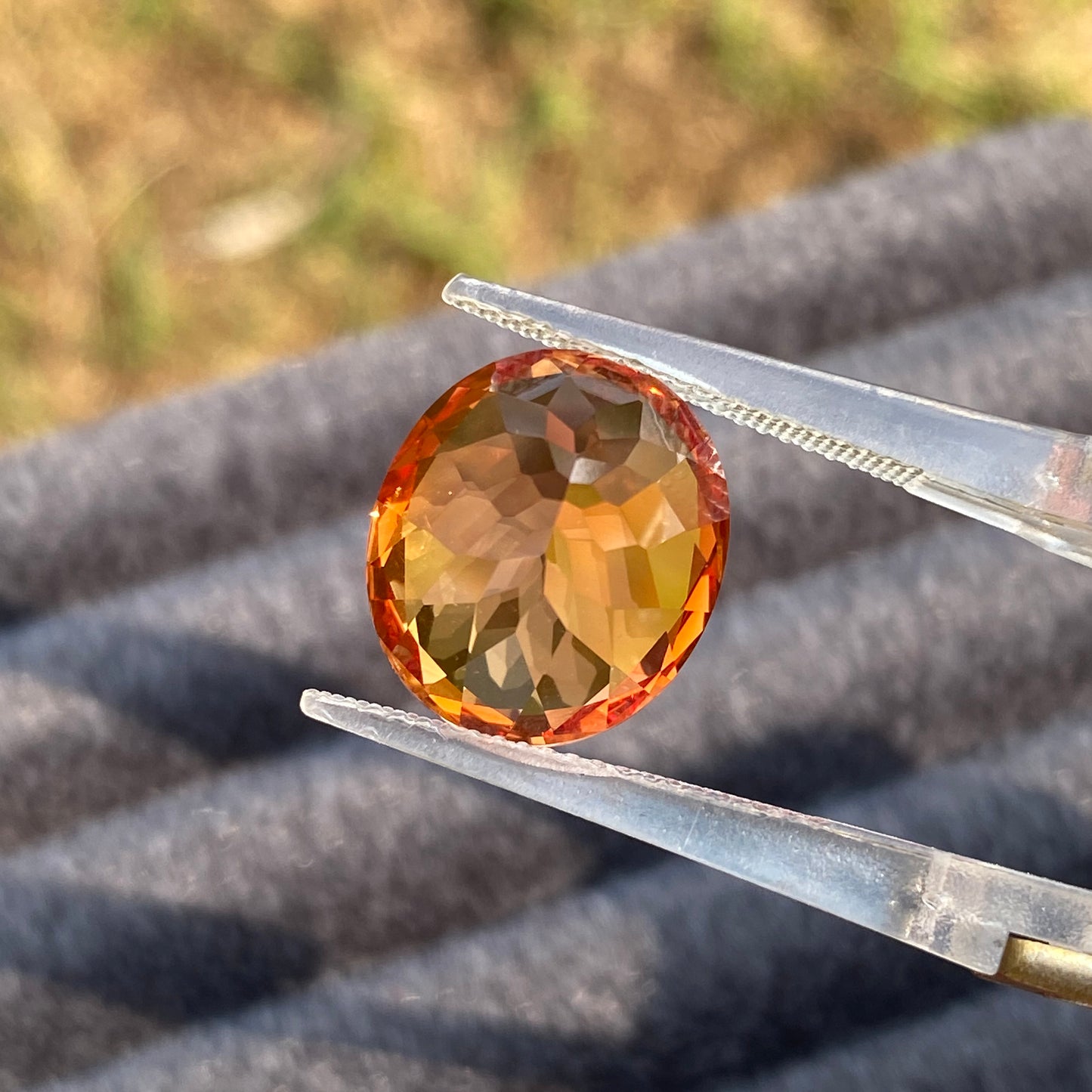 Lab Grown Orange Sapphire, Oval Shape Gemstone Loose