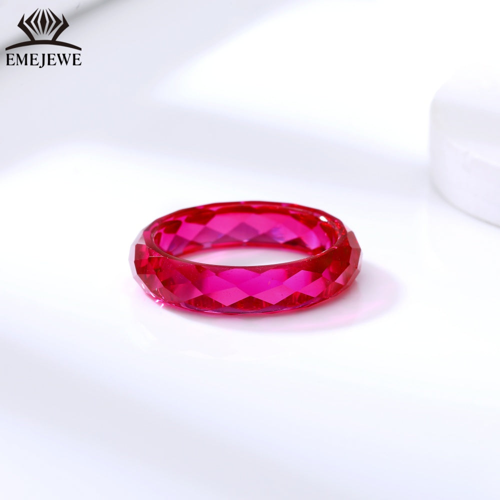 Corundum Ring Blue Red Mohs 9 Hardness Round Brilliant Cut Third Party Certified Lab Created Corundum Ring