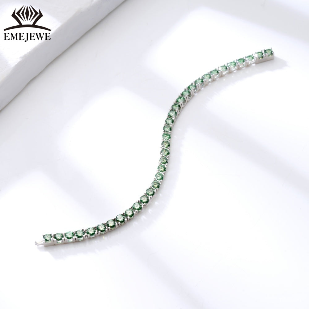 Sterling Silver Marquise Cut Green Moissanite Tennis Bracelet for Women Platinum Plated Classic Style Third Party