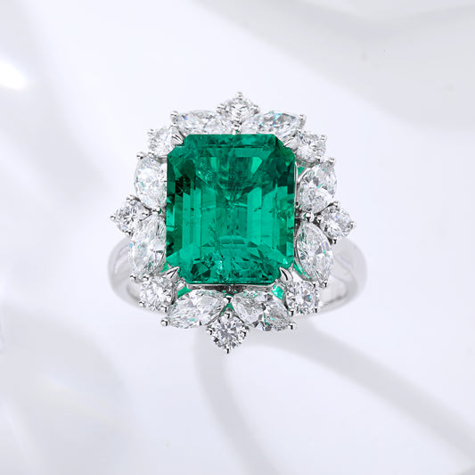 6ct Lab Grown Emerald Cluster Two Way Use Ring and Pendant