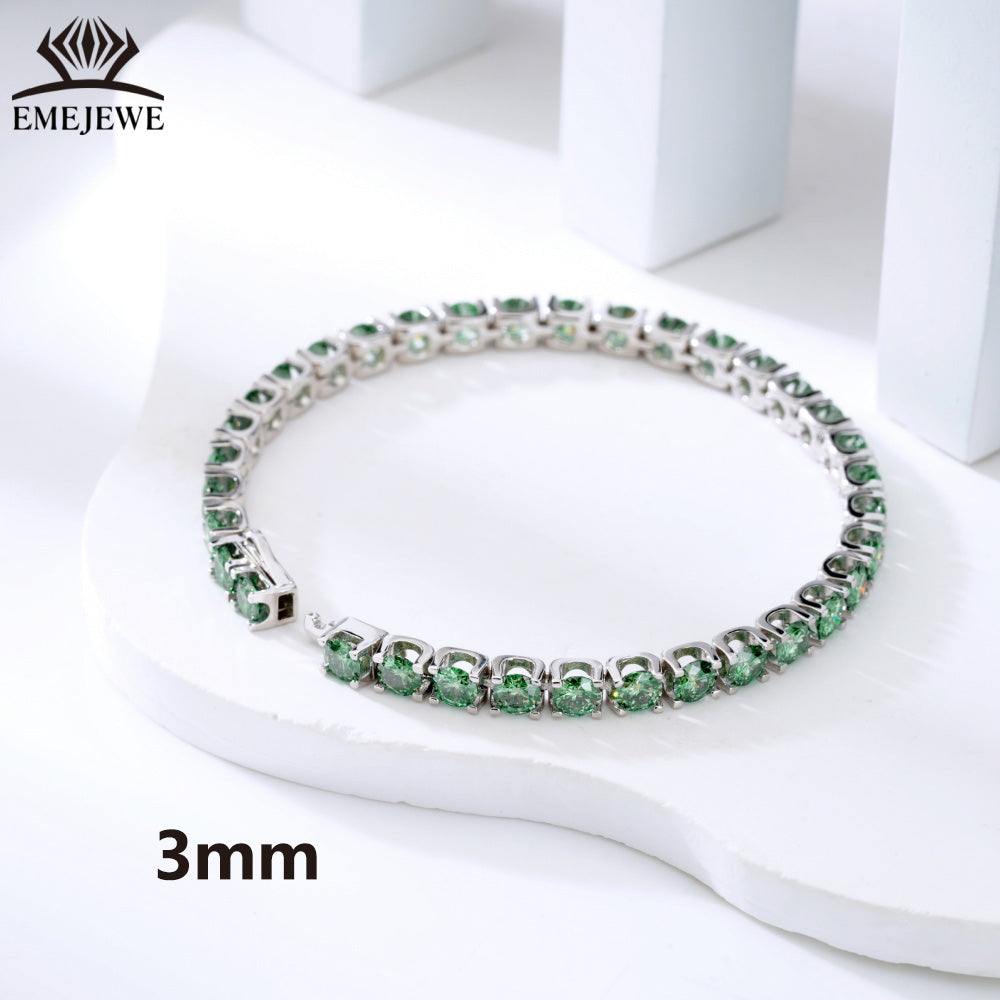 Sterling Silver Marquise Cut Green Moissanite Tennis Bracelet for Women Platinum Plated Classic Style Third Party