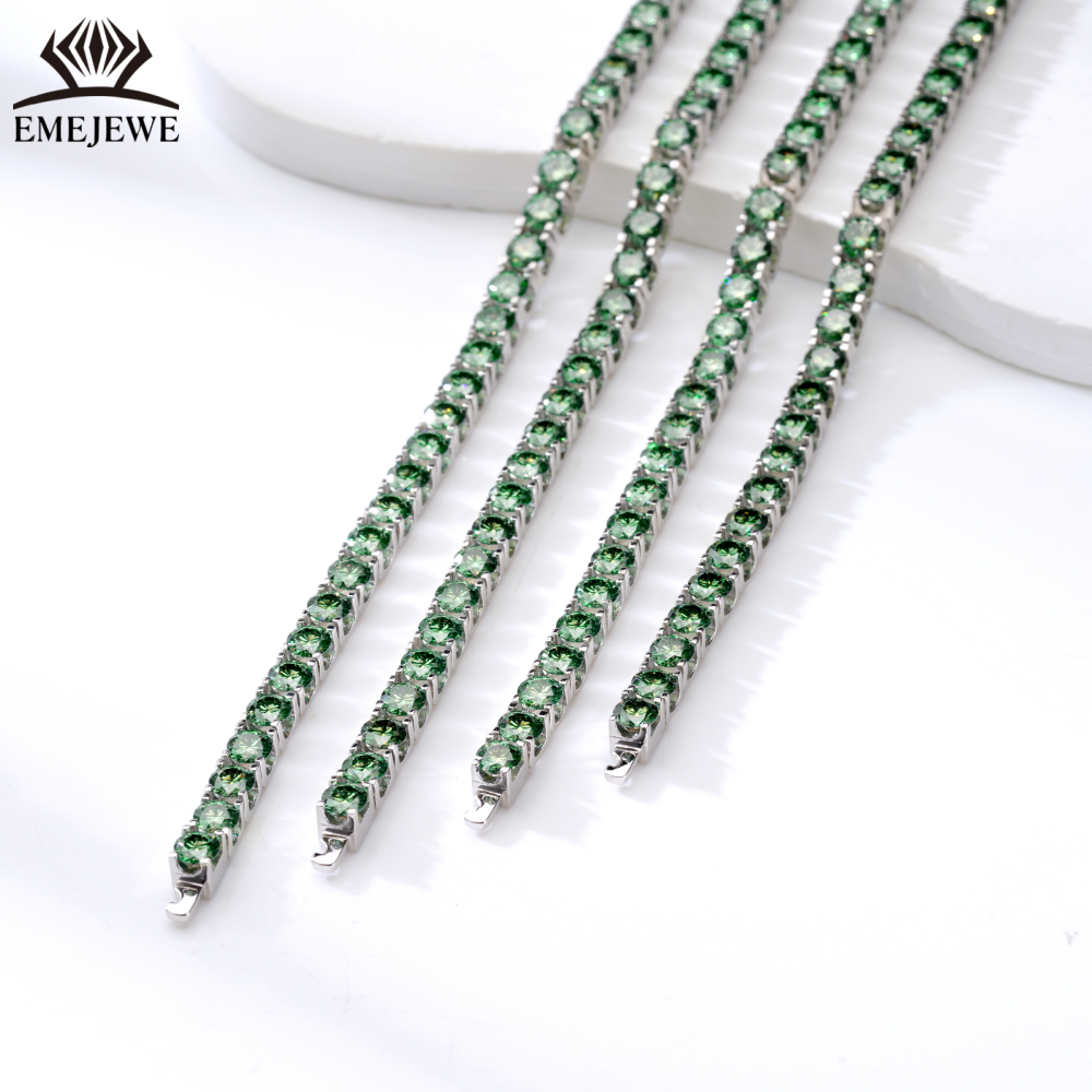 Sterling Silver Marquise Cut Green Moissanite Tennis Bracelet for Women Platinum Plated Classic Style Third Party