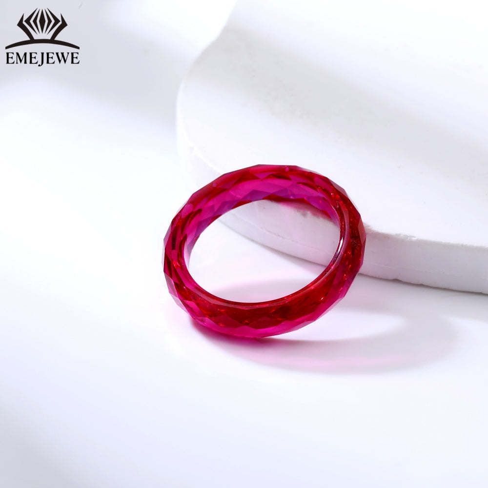 Corundum Ring Blue Red Mohs 9 Hardness Round Brilliant Cut Third Party Certified Lab Created Corundum Ring
