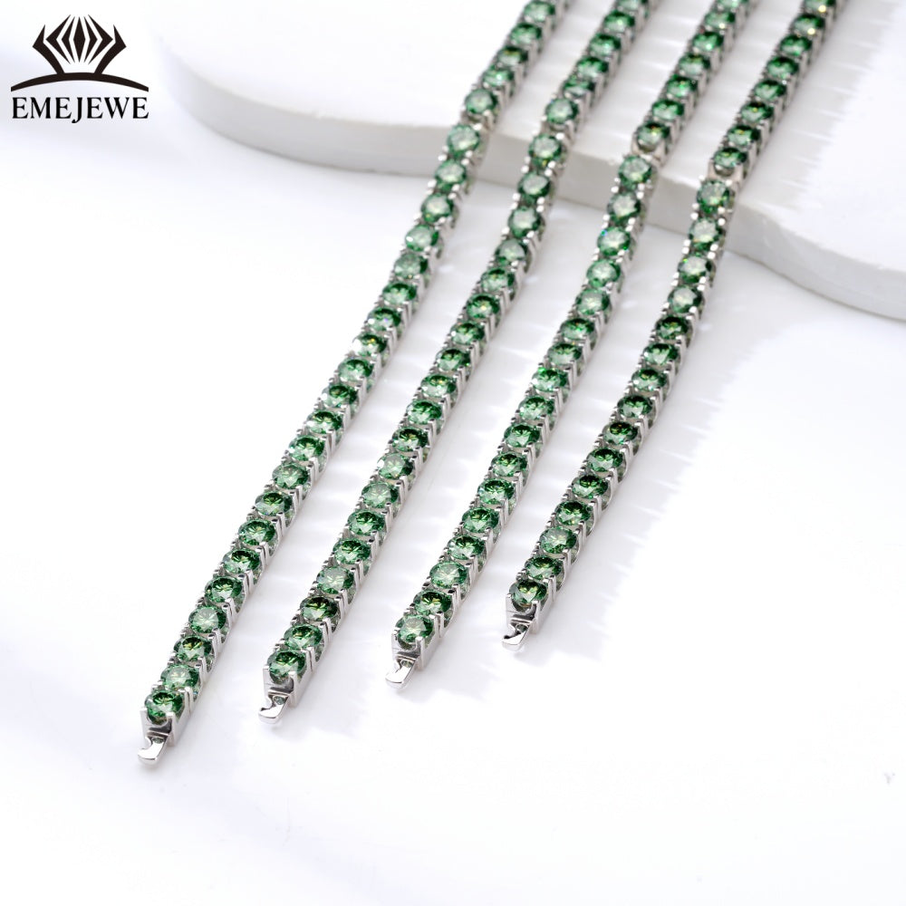 Sterling Silver Marquise Cut Green Moissanite Tennis Bracelet for Women Platinum Plated Classic Style Third Party