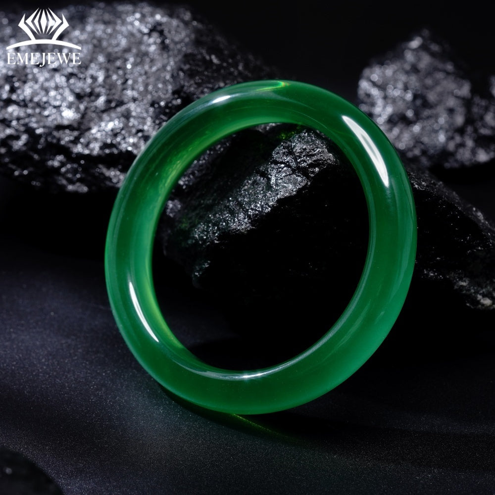 High Quality Natural Green YAG Unisex Trendy Polished Round Bangle Bracelet for Gift