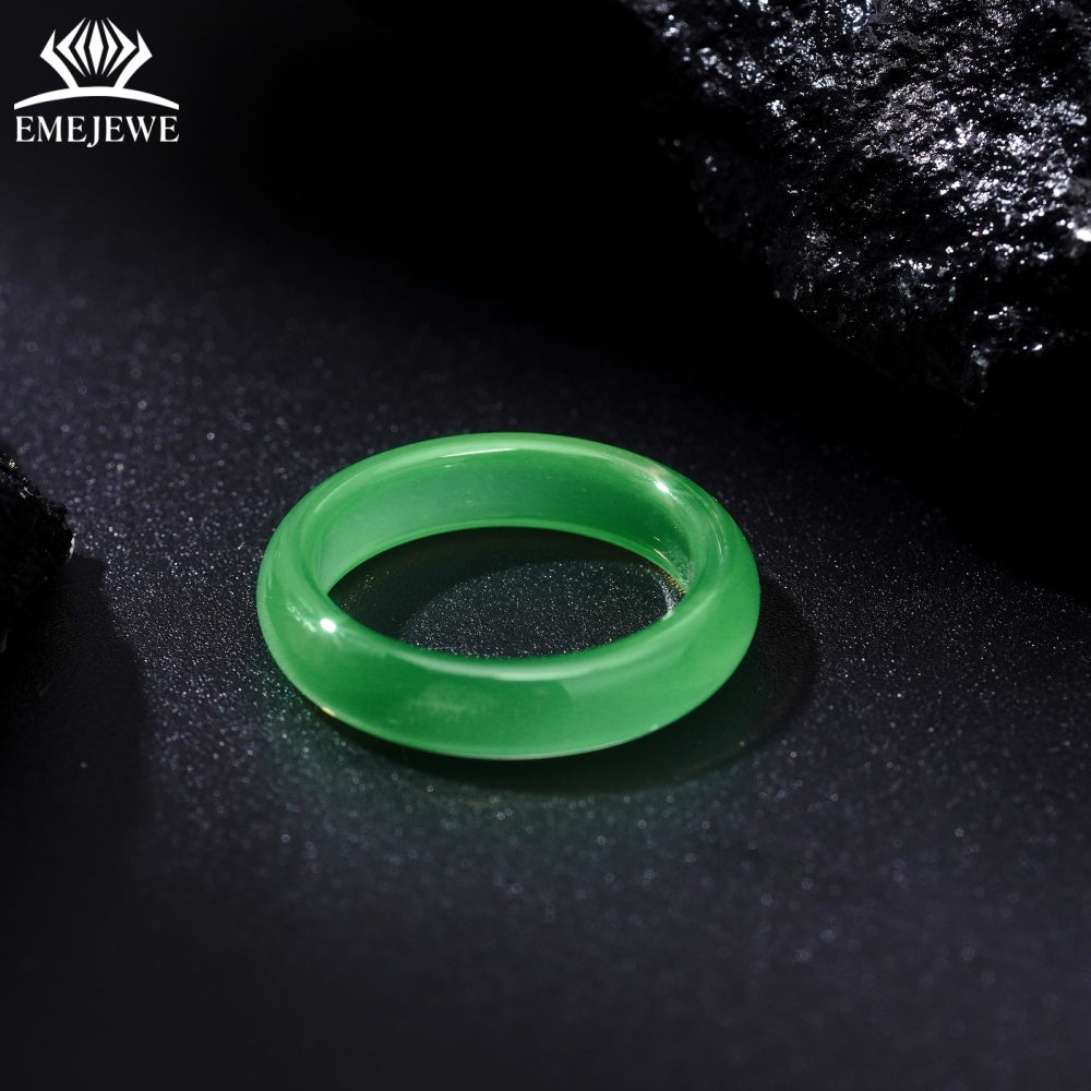 Trendy Full Green Synthetic Tsavorite Finger Ring Exquisite Polished Surface Third Party Certified Couple Matching Rings