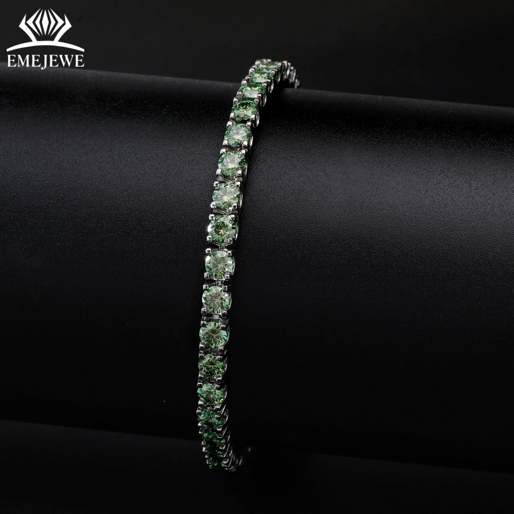 Sterling Silver Marquise Cut Green Moissanite Tennis Bracelet for Women Platinum Plated Classic Style Third Party