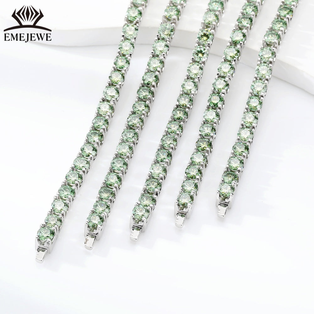 Sterling Silver Marquise Cut Green Moissanite Tennis Bracelet for Women Platinum Plated Classic Style Third Party