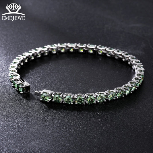 Sterling Silver Marquise Cut Green Moissanite Tennis Bracelet for Women Platinum Plated Classic Style Third Party