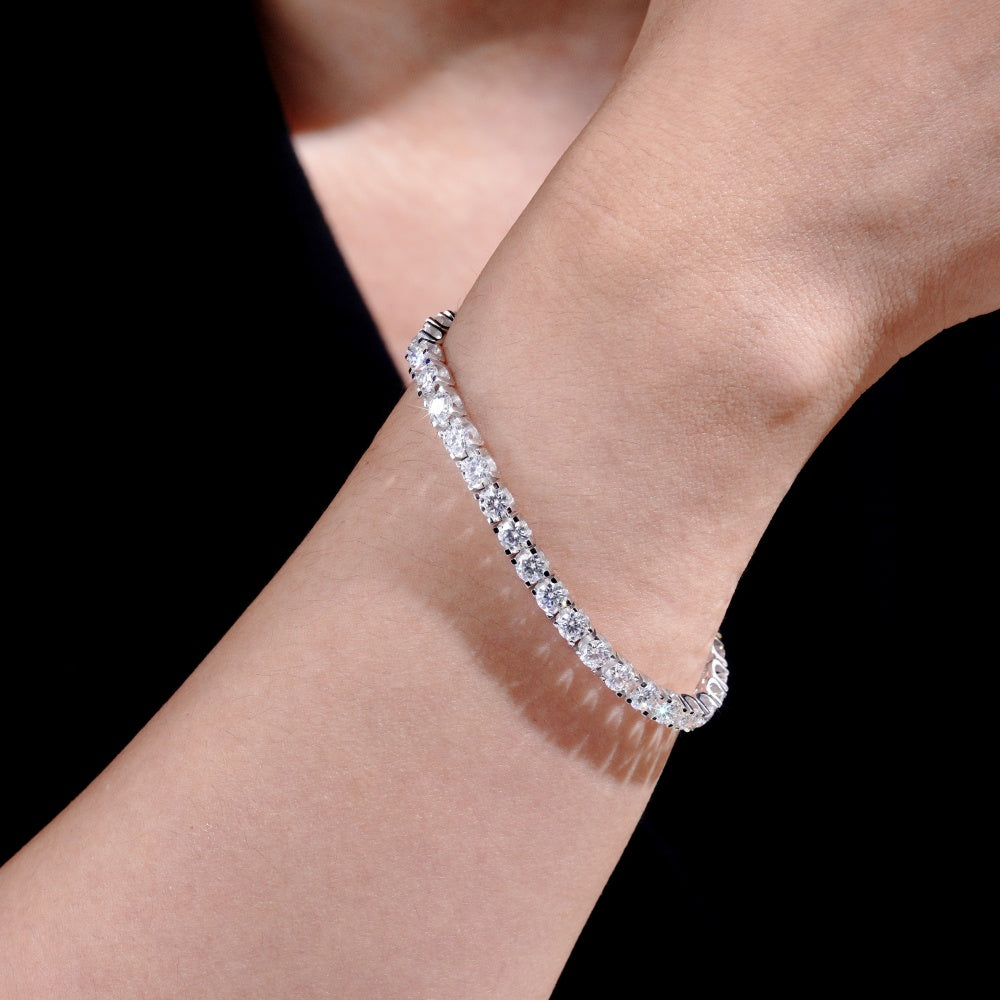 EMEJEWE Luxury 925 Sterling Silver D Color VVS Graded Moissanite Tennis Chain Bracelet Rhodium Plated Third Party Certified