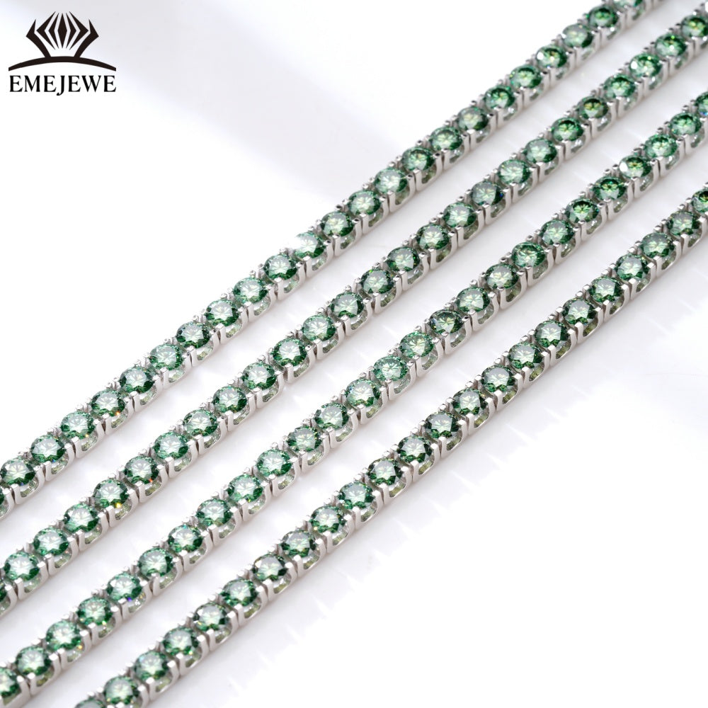 Sterling Silver Marquise Cut Green Moissanite Tennis Bracelet for Women Platinum Plated Classic Style Third Party