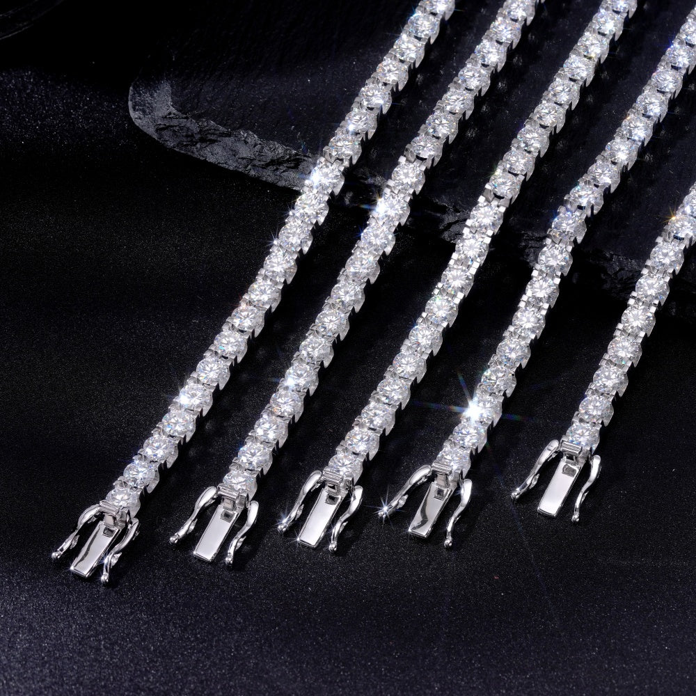 EMEJEWE Luxury 925 Sterling Silver D Color VVS Graded Moissanite Tennis Chain Bracelet Rhodium Plated Third Party Certified