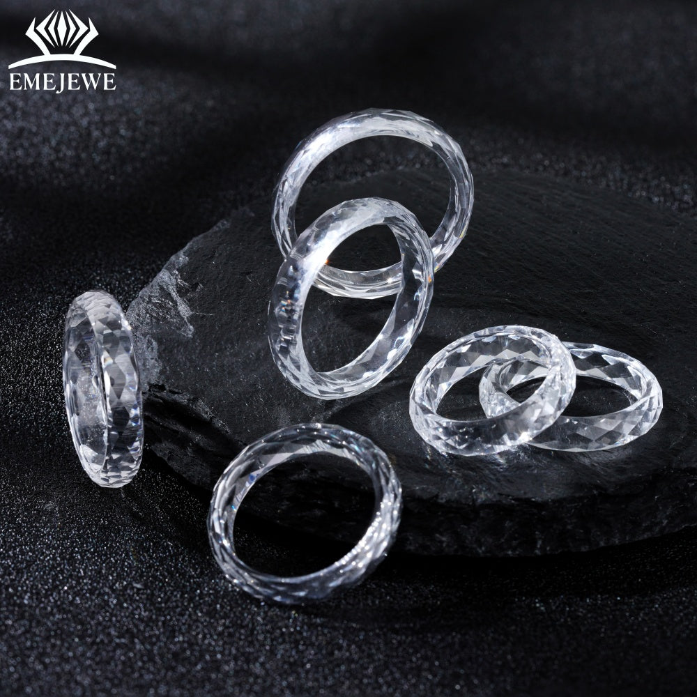 Lab-Created White Sapphire April Birthstone Ring Trendy Design Exquisitely Carved Mohs Hardness 9 Multiple Sizes