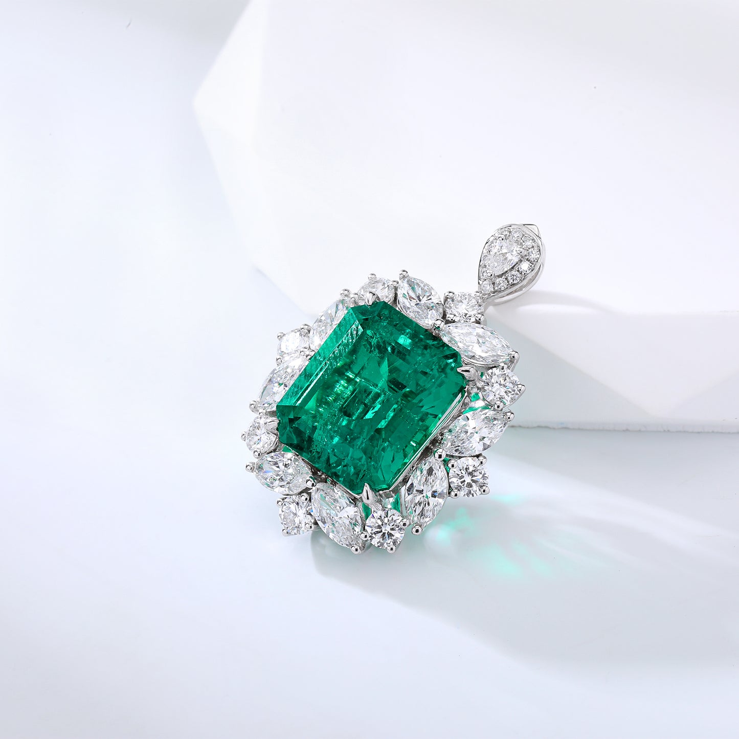 6ct Lab Grown Emerald Cluster Two Way Use Ring and Pendant