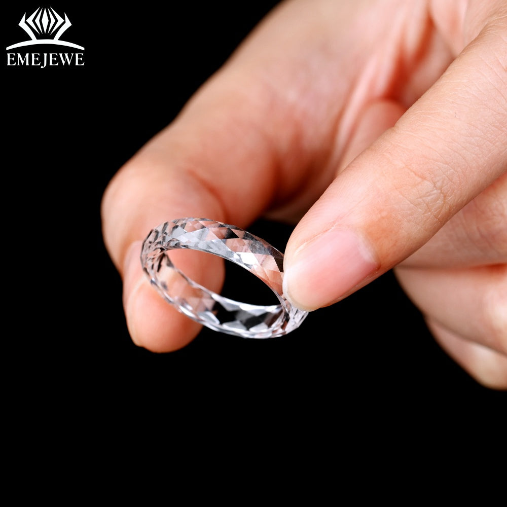 Lab-Created White Sapphire April Birthstone Ring Trendy Design Exquisitely Carved Mohs Hardness 9 Multiple Sizes