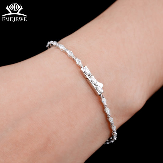 Ready to Ship 925 Sterling Sliver Moissanite Marquise Cut Tennis Bracelet-Classic Style in Stock