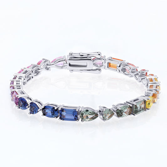 Lab Created Blue Sapphire Bracelet in 10K Gold, 14K Gold, 18K Gold