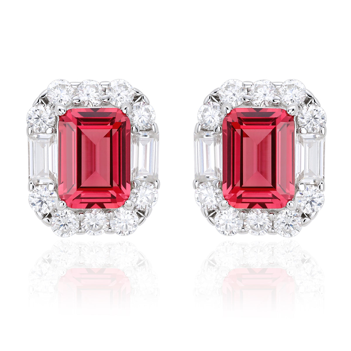 New Arrival S925 Pure Silver 5*7mm OCT Shape Multi-color Sapphire Earrings Sparkling Sunflower Surround Moissanite Colorful Gemstone Women Jewelry Gift