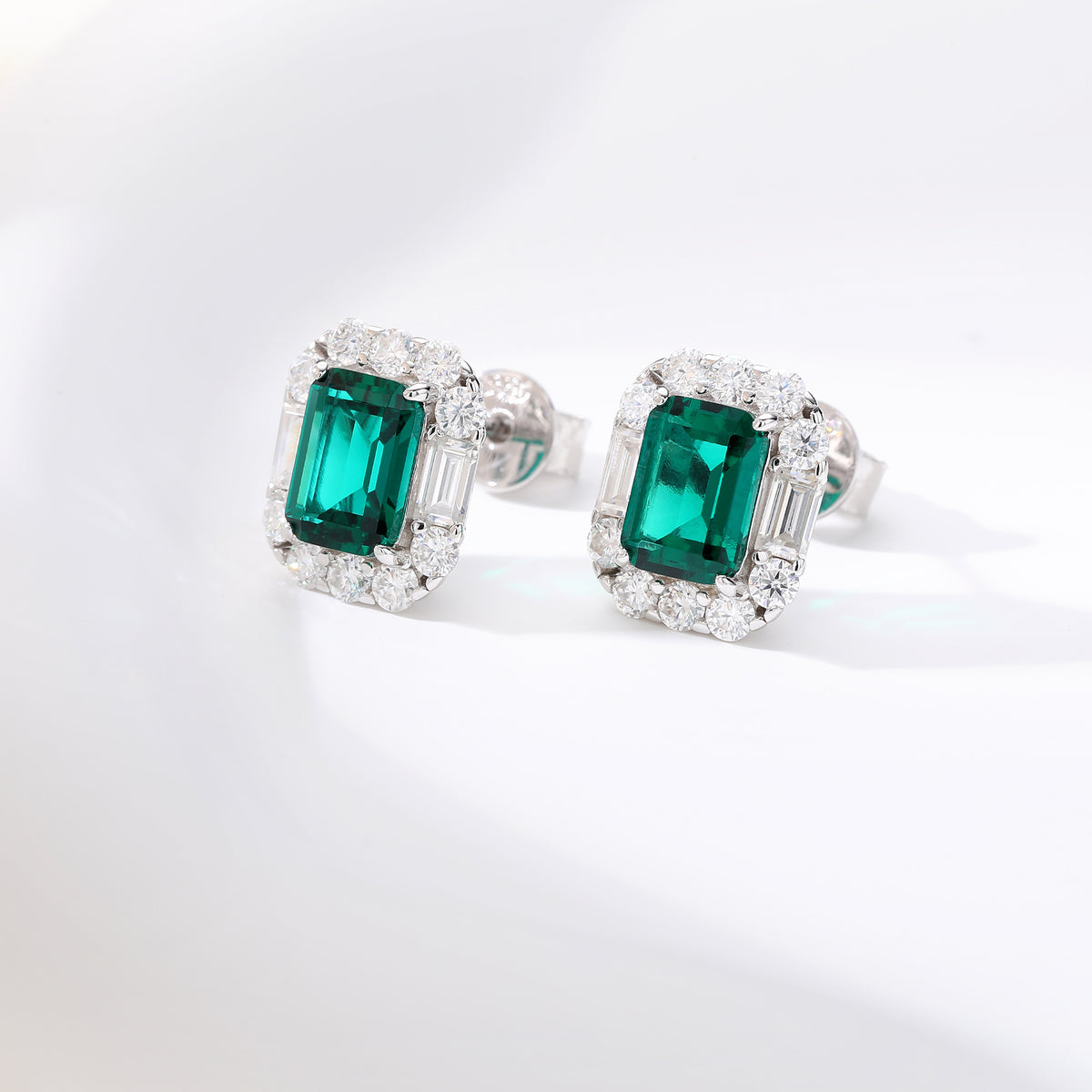 New Arrival S925 Pure Silver 5*7mm OCT Shape Multi-color Sapphire Earrings Sparkling Sunflower Surround Moissanite Colorful Gemstone Women Jewelry Gift