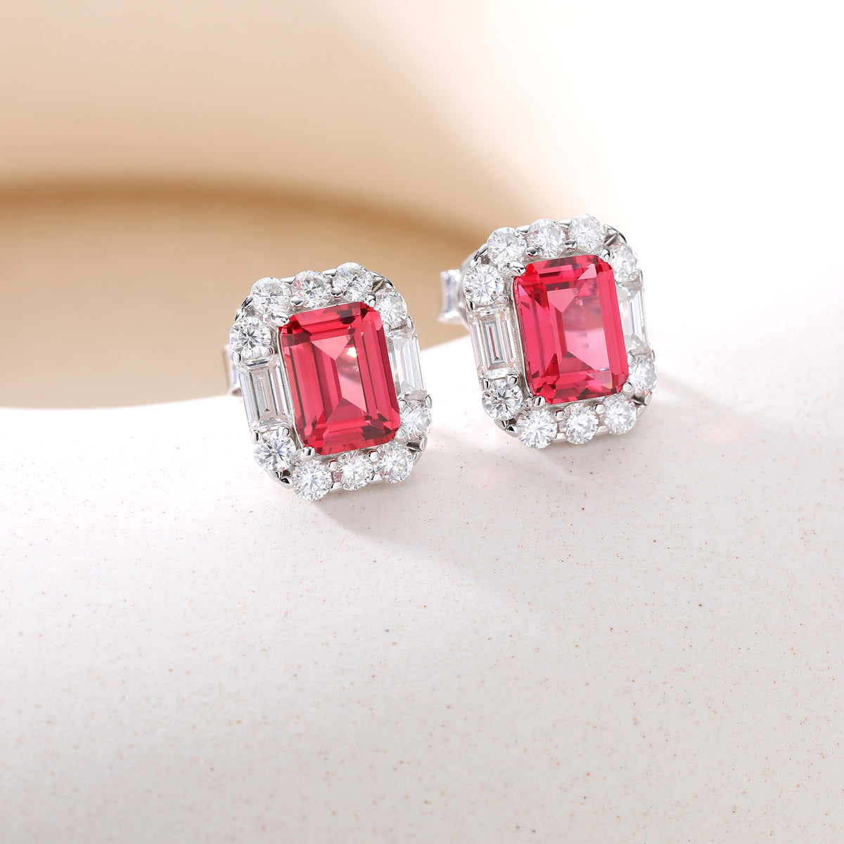 New Arrival S925 Pure Silver 5*7mm OCT Shape Multi-color Sapphire Earrings Sparkling Sunflower Surround Moissanite Colorful Gemstone Women Jewelry Gift