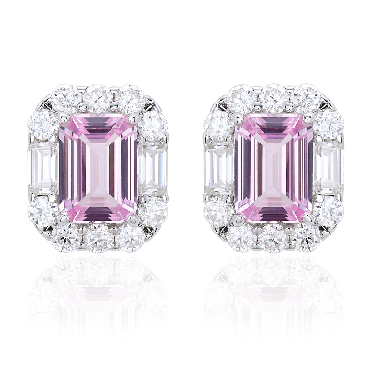New Arrival S925 Pure Silver 5*7mm OCT Shape Multi-color Sapphire Earrings Sparkling Sunflower Surround Moissanite Colorful Gemstone Women Jewelry Gift