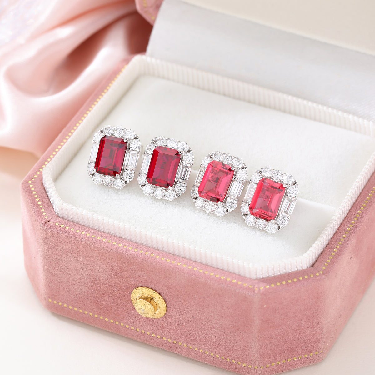 New Arrival S925 Pure Silver 5*7mm OCT Shape Multi-color Sapphire Earrings Sparkling Sunflower Surround Moissanite Colorful Gemstone Women Jewelry Gift